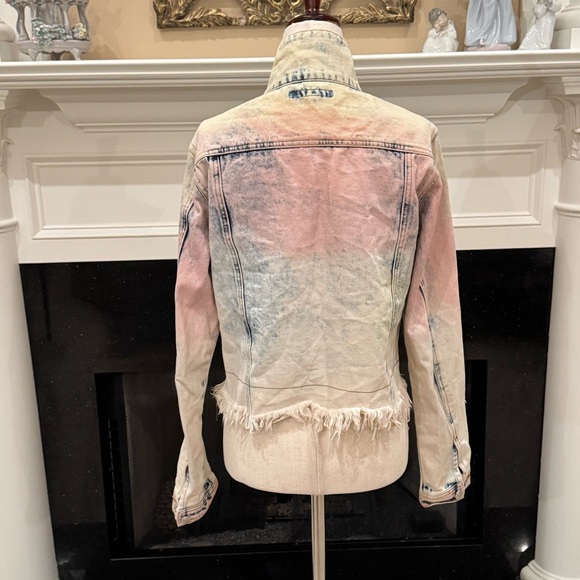 Vigoss Tie-Dye Distressed Frayed Hem Denim Jacket – Size Small - Picture 6 of 9